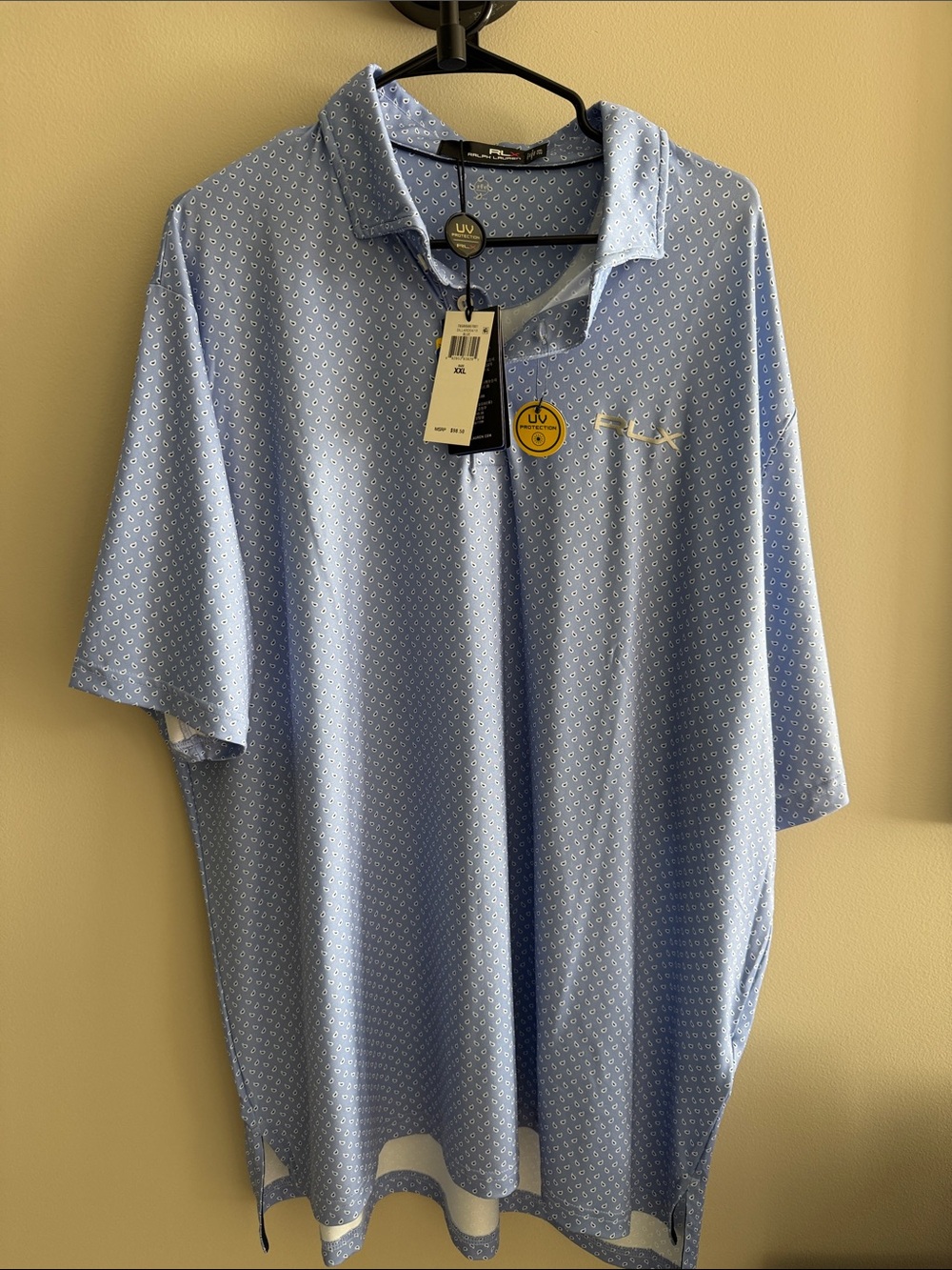 Men’s XXL RLX Ralph Lauren Men’s Light Blue Short-Sleeve Polo